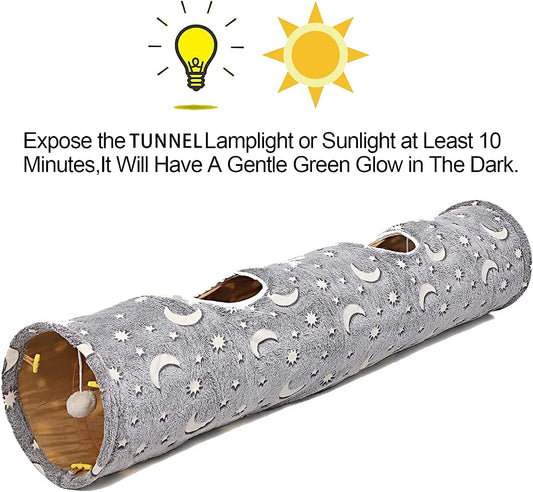 Cat Tunnel Tube with Plush Ball Toys Collapsible