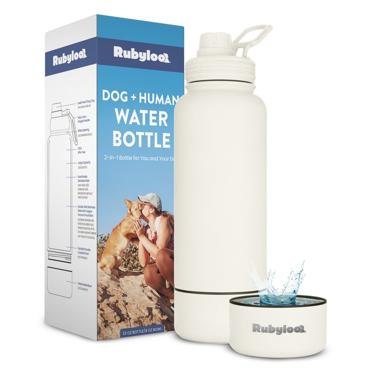 Water Bottle with Detachable Dog Bowl
