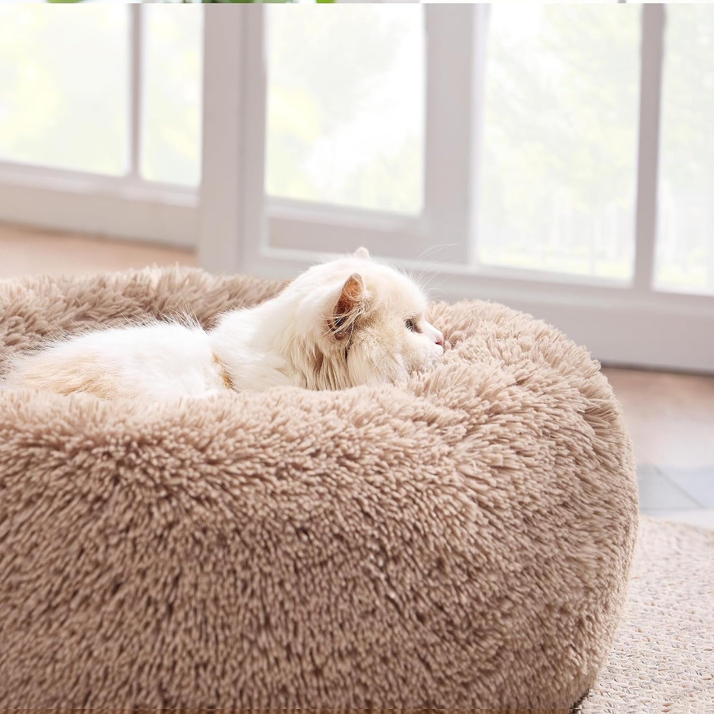 Anti-Slip round Fluffy Plush Faux Fur Pet Bed